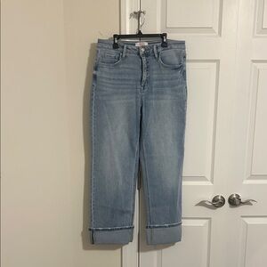 MOCO Custom Light Wash Women's Wide Leg Cuffed Hem Jeans